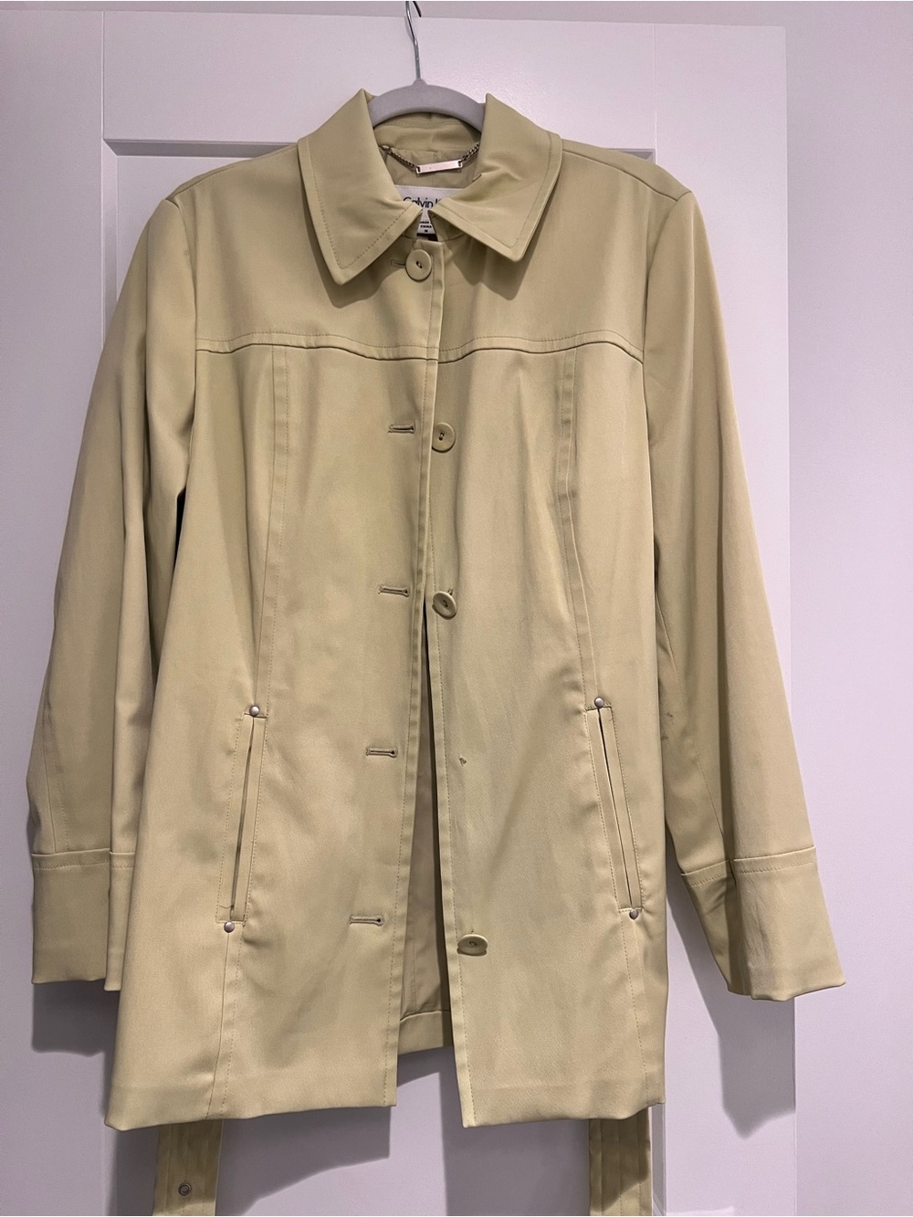 Calvin Klein Light Green Trench Coat
